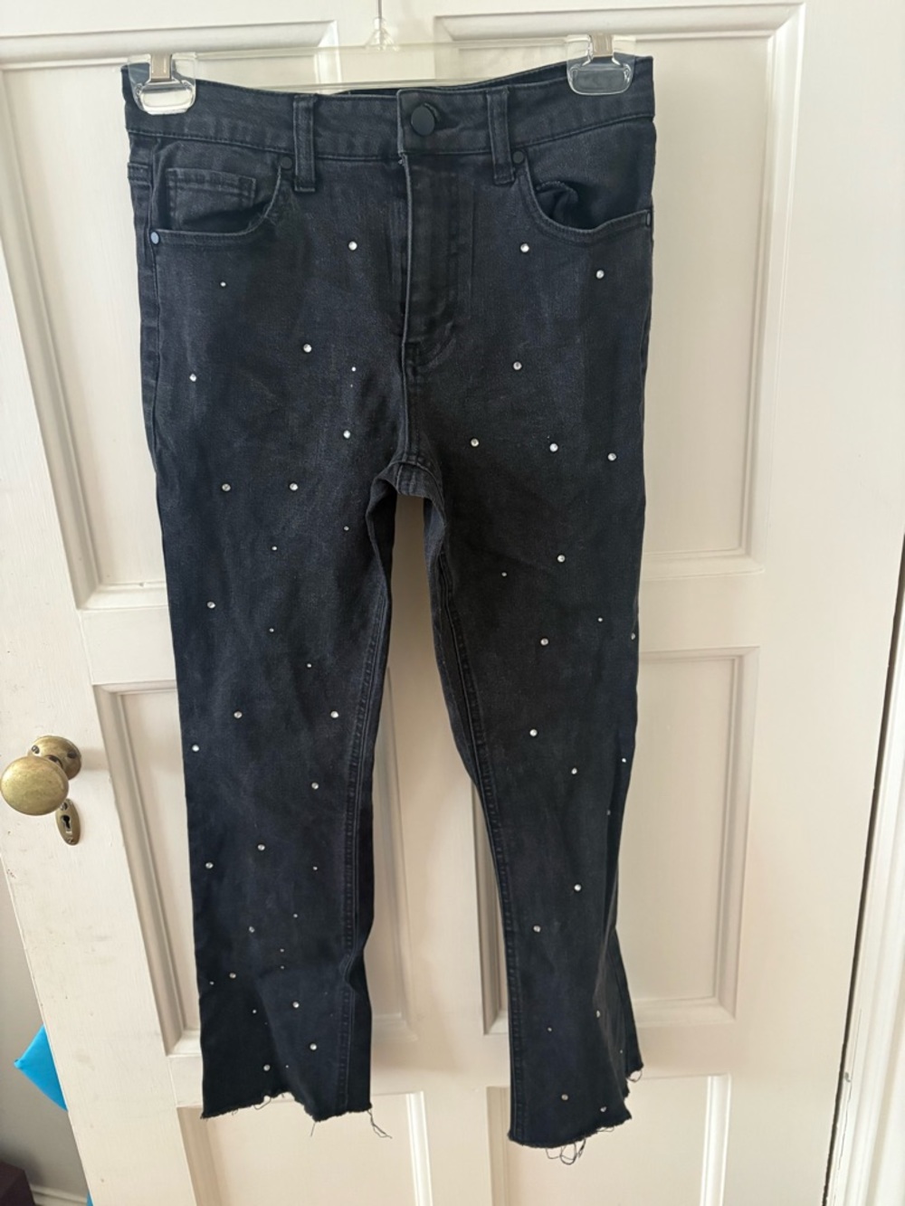 Design Lab Lord & Taylor Black Rhinestone Cropped Skinny Jeans